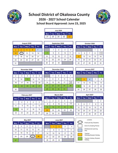 Okaloosa County OCSD calendar 26-27 Updated PDF - EduCounty