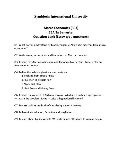 MBA 303 - Macro Economics Question Bank for BBA 3rd Sem - Studocu