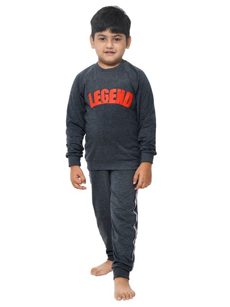Charcoal Grey Raglan Sleeves Kids Night Suit – FunKrafts Shop