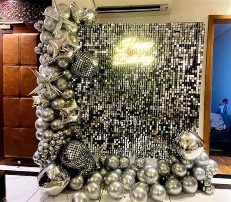 Blue Sliver Sequin Decoration For Birthday At Home