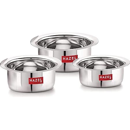 Buy Amazon Brand - Solimo Stainless Steel Handi Set size 15cm,16 cm ...