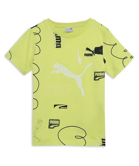 Buy Puma Boy's Printed Regular Fit T-Shirt (679965_Lime Sheen at Amazon.in