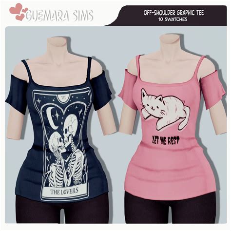 Off-Shoulder Graphic Tee - Screenshots - The Sims 4 Create a Sim ...
