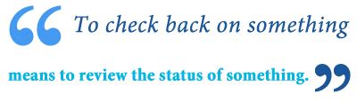 Image result for Check Back Method