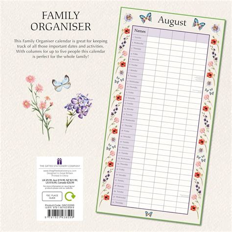 Buy 2023 Square Wall Calendar, Floral Family Organiser, 16-Month Home ...