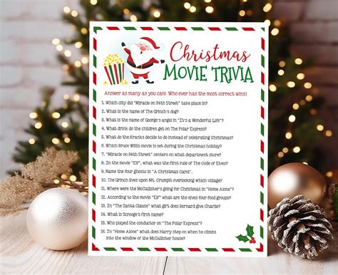 Christmas movie trivia game printable christmas trivia game christmas ...
