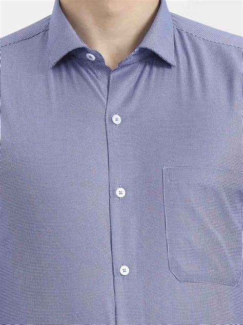 Greenfibre Men's Solid Blue Blended Formal Shirt | Regular Fit | Full ...