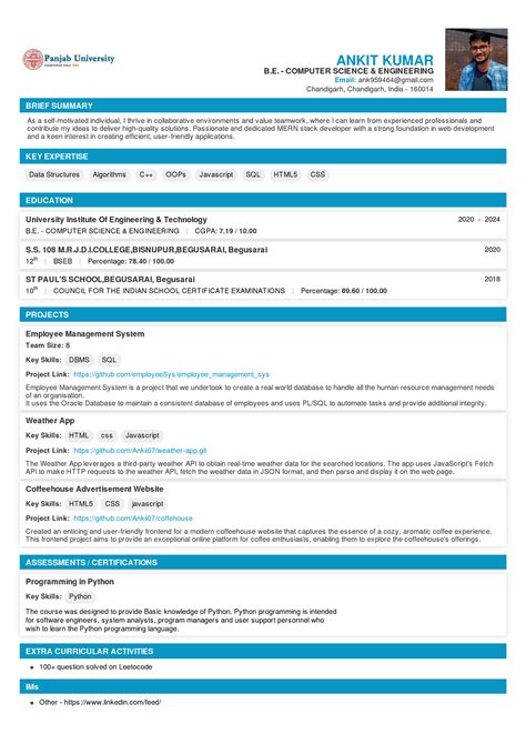 Ankit Kumar resume - ANKIT KUMAR B. - COMPUTER SCIENCE & ENGINEERING ...