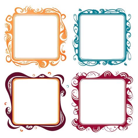 Colored squiggle square frame clipart vector | Premium AI-generated vector