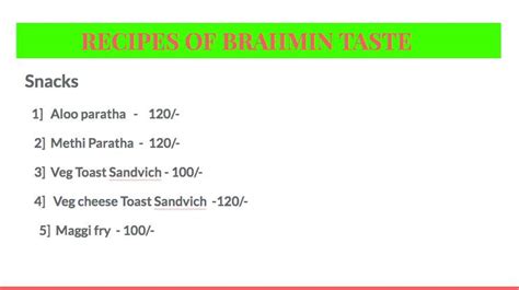 Menu of Brahmin Taste, Oshiwara, Andheri West, Mumbai