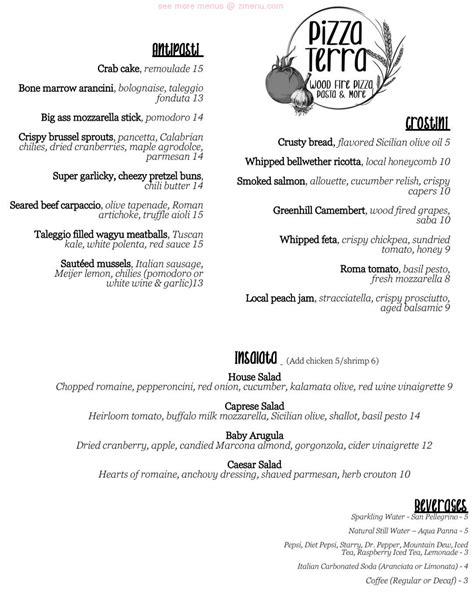 Online Menu of Pizza Terra Restaurant, Burns Harbor, Indiana, 46304 - Zmenu