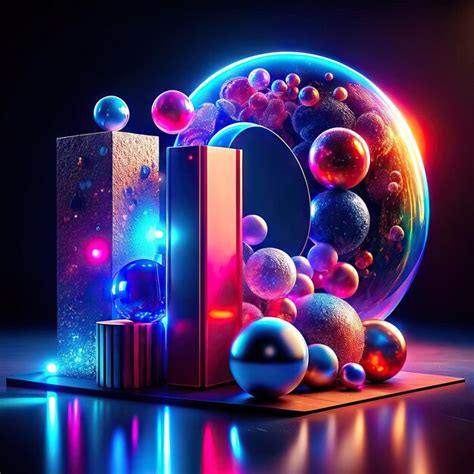 Neon illustration with abstract shapes | Premium AI-generated image