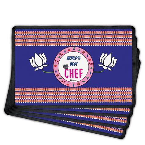 Buy Indigifts World's Best Chef Beautiful Set of 4 Table Mats 12 x 18 ...