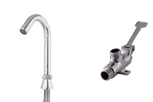 Set of Brass Foot Operated tap (Push tap) + 360-Deg rotat. tap Without ...