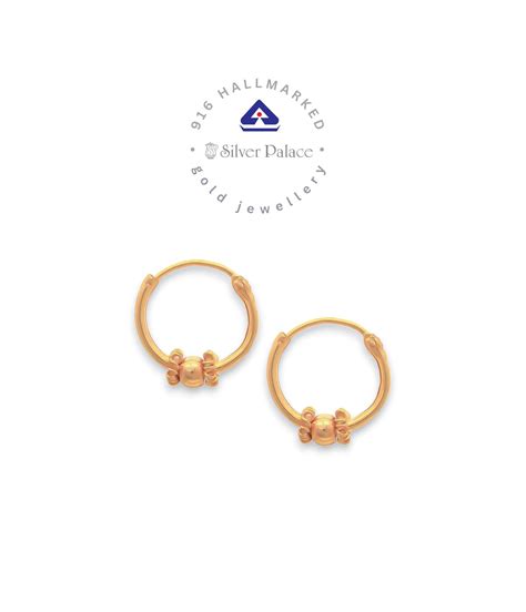 Kanche Collections 916 Pure Gold Traditional Bali Hoop Earrings For ...