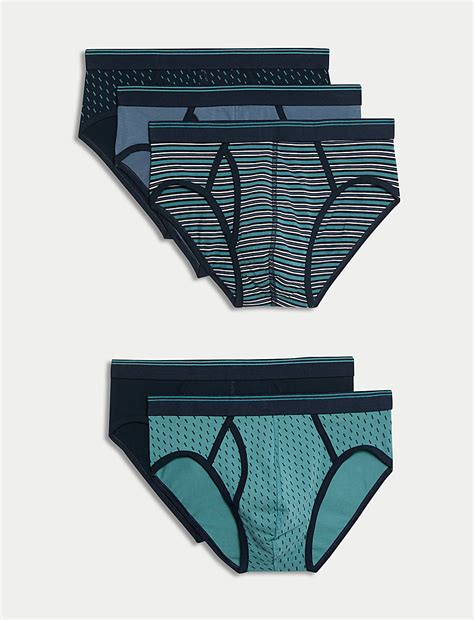 Buy 5pk Cotton Stretch Printed Briefs at Marks & Spencer