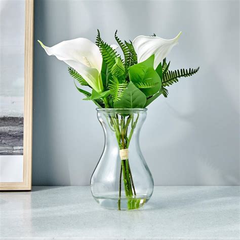 Buy Gloria Artificial Lotus Flowers in Glass Vase from Home Centre at ...