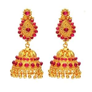 Anvi's kempu jhumkas with pear shaped stud : Amazon.in: Jewellery