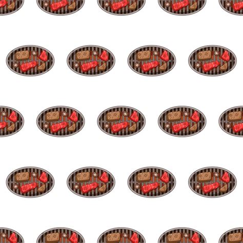 Cartoon yakiniku japanese food seamless pattern on colorful background ...