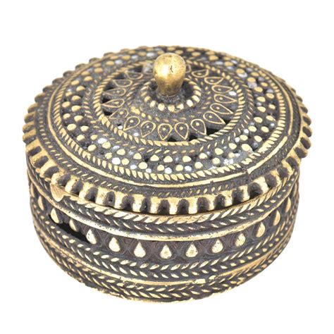 Bronze Jali Design Circular Storage Box