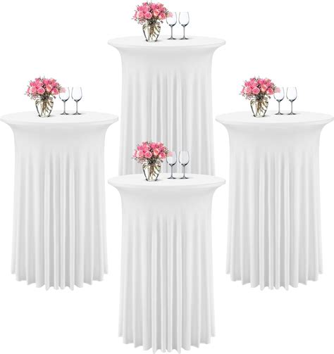 Amazon.com: Showgeous 4 Pack Round Cocktail Tablecloths with Skirt 32"x ...