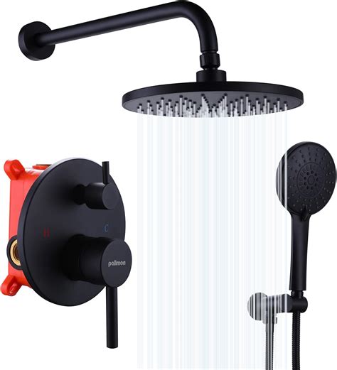 Buy Matte Black Shower System Brass Bathroom 9 Inches Rain Mixer Shower ...