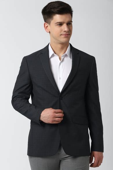 Buy Men Grey Check Slim Fit Formal Blazer Online - 581235 | Peter England