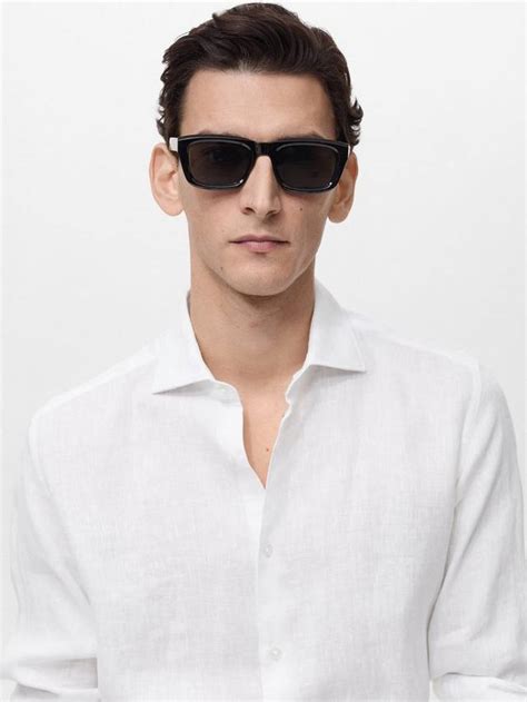 Mango Tucan Linen Regular Fit Shirt, White