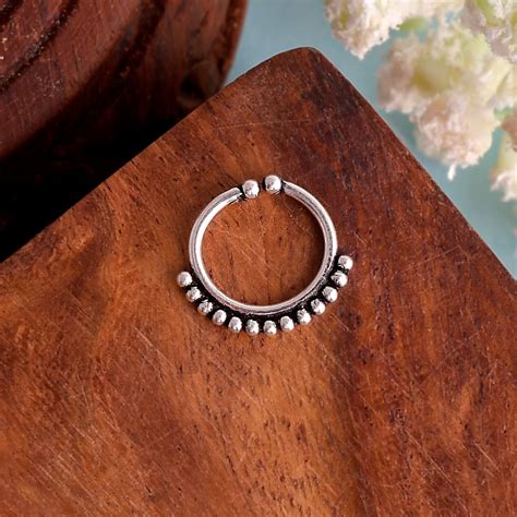Sterling Silver 925 Septum Nose Ring For Non Pierced nose – NEMICHAND ...