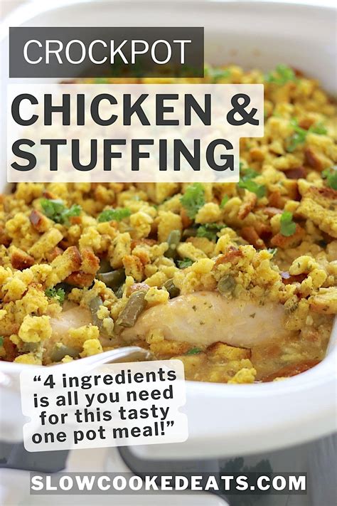 4 Ingredient Slow Cooker Chicken with Stuffing | Recipe | Chicken ...