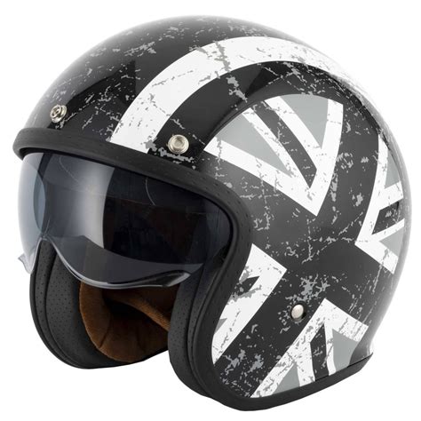 VCAN H589 Black Jack Retro Styled Classic Open Face Crash Helmet ...