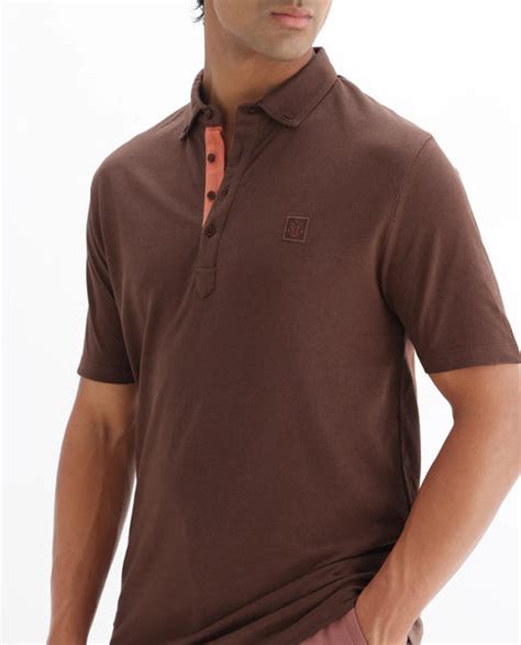 Buy Herval - Dark Brown Regular Fit Plain Polo| Rare Rabbit