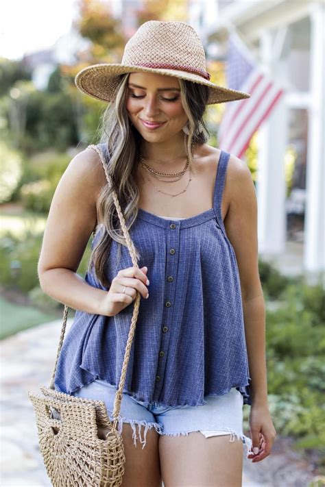 Denim - Button Front Tank from Dress Up | Casual outfit inspiration ...