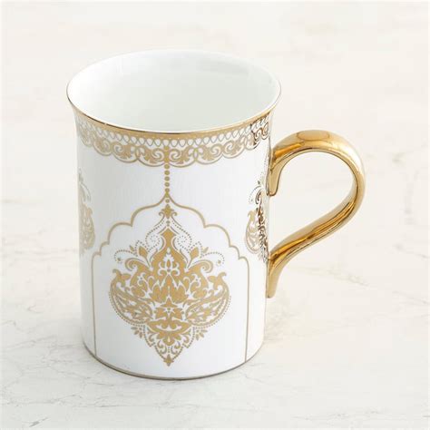 Buy Luxury Ebony Gold Printed Bone China Mug - 350 ml - Set of 4 from ...