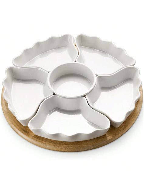360° Rotatable Serving Tray And Platters, 12 Inch Divided Serving Bowls ...