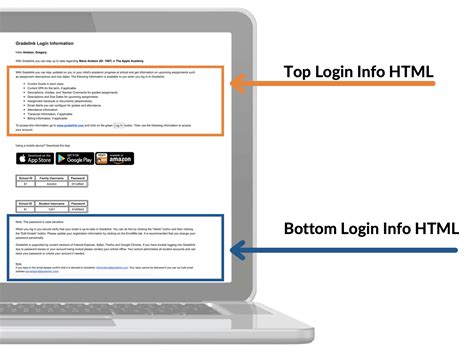 Customize Text In Student Login Information Email : Gradelink Support ...