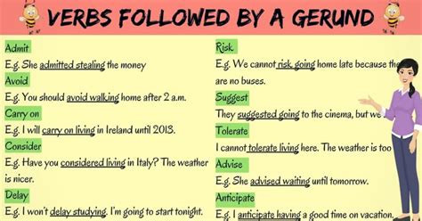 List of Verbs Followed by A Gerund - ESLBuzz Learning English