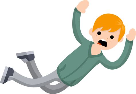 Screaming man falls from height. horror and fear of heights - phobia Acrophobia. Cartoon flat ...