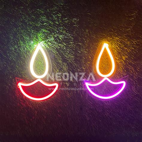 Buy Diwali Diya Neon Signs Set of 2pcs Online India – acrylicsheetsindia
