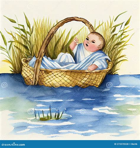 Baby Moses Floating in a Reed Basket on the River Nile in Egypt, Jewish ...