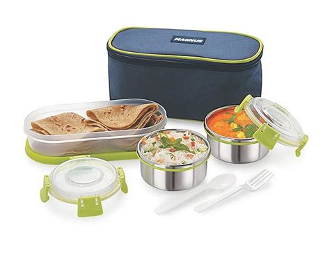 Buy Magnus Avanza 3 Stainless Steel Lunch Box Set | 1050ml | Leakproof ...