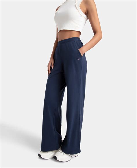 Buy Super Combed Cotton Rich Straight Fit Wide Leg Pants - Navy Blazer ...