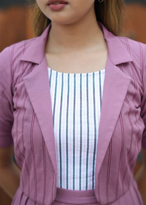 Women's mauve & off white shrug dress