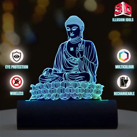 Buddha 3D Illusion Car Dashboard LED Light Acrylic – GoofyShop.in