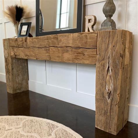 Old wood beams rustic modern farm house style console table entry way ...