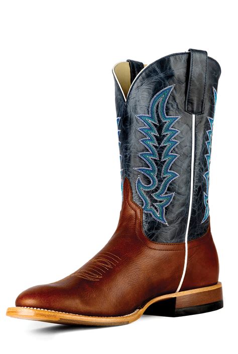 Men's Horse Power Boots, Top Hand, Cognac Vamp with Blue Shaft, Round Toe - Chick Elms Grand ...