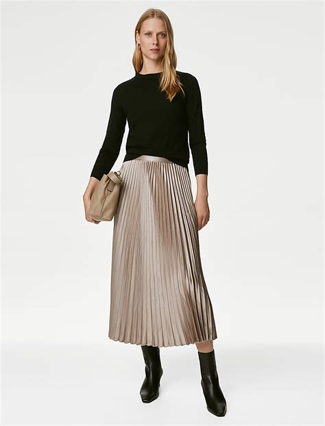Buy Satin Pleated Midaxi Skirt at Marks & Spencer
