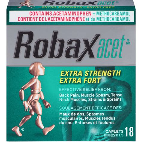 Robaxacet Extra Strength Pain Relief - 400mg Methocarbamol & 500mg Acetaminophen, 18 Caplets ...