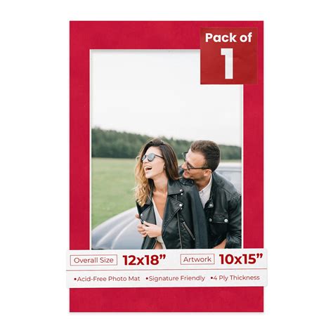 Cherry Red Suede Mat Board for 12x18 Frames - Fits 10x15 Photos, Color ...