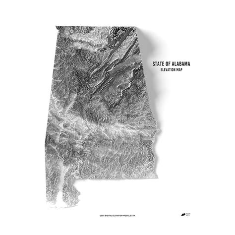 Alabama Elevation Map - Muir Way